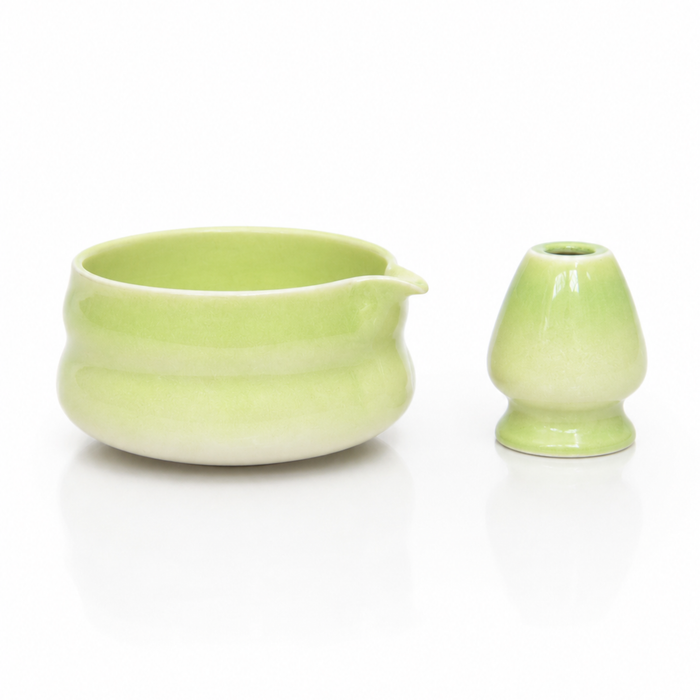 Lime matchaskål + vispholder (Sett)