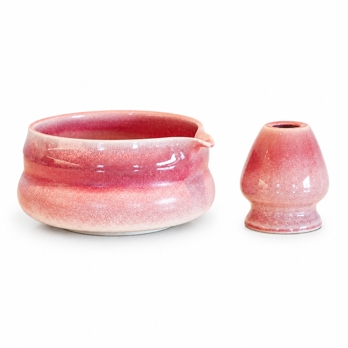 Pink Matcha Bowl + Whisk Holder (Set)