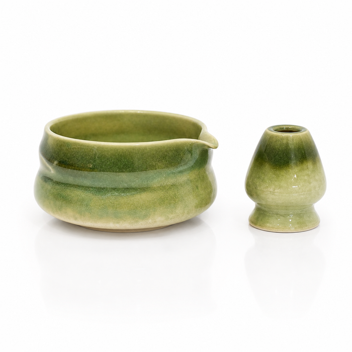 Green Matcha Bowl + Whisk Holder (Set)